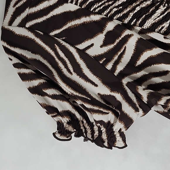 ENFOCUS V-Neck Brown & Cream Tiger Print Stretch Pullover Dress Size 14W - Picture 4 of 6